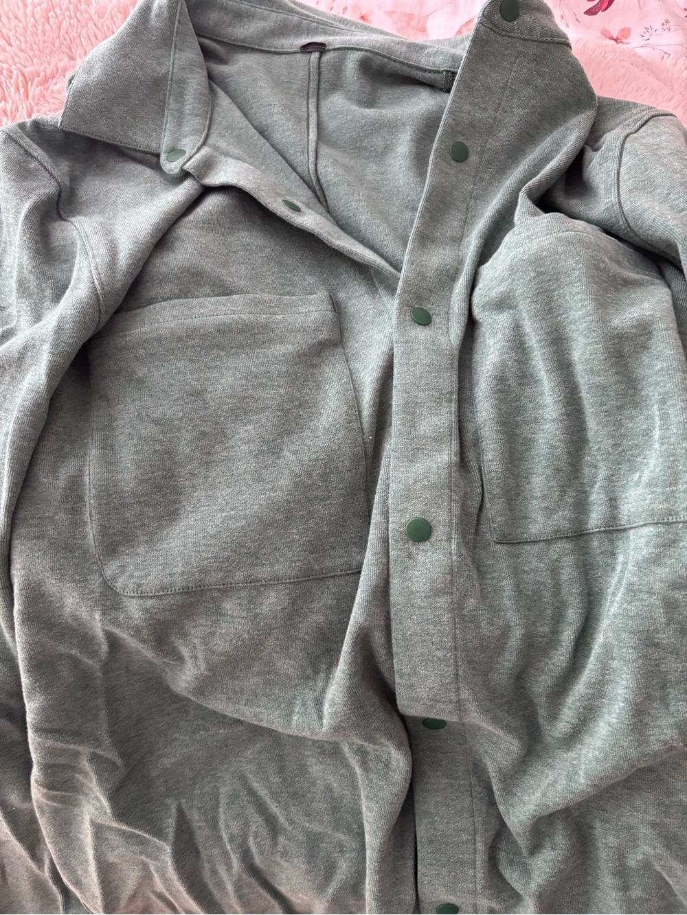 lululemon athletica Men’s Heathered Green Snap-Front Hoodie